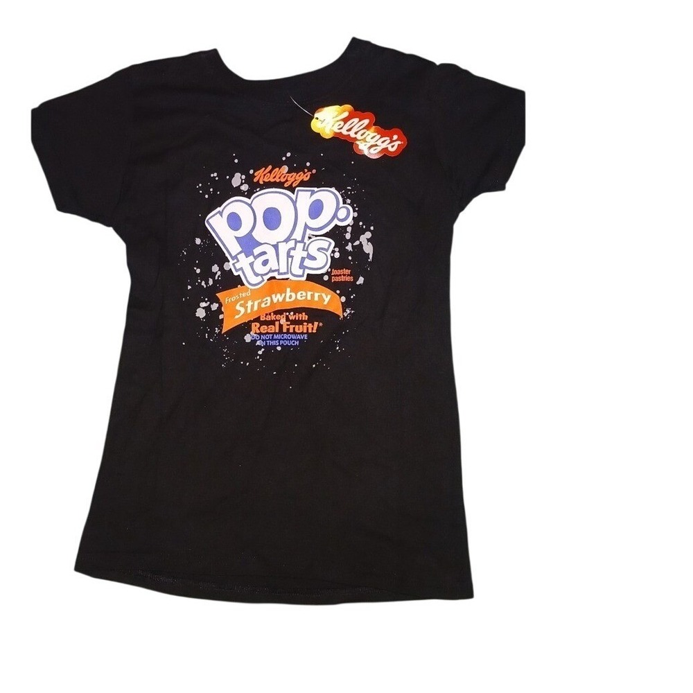 Kellogg's Pop-Tarts Strawberry Graphic Tee Black Kids Size Medium NWT
